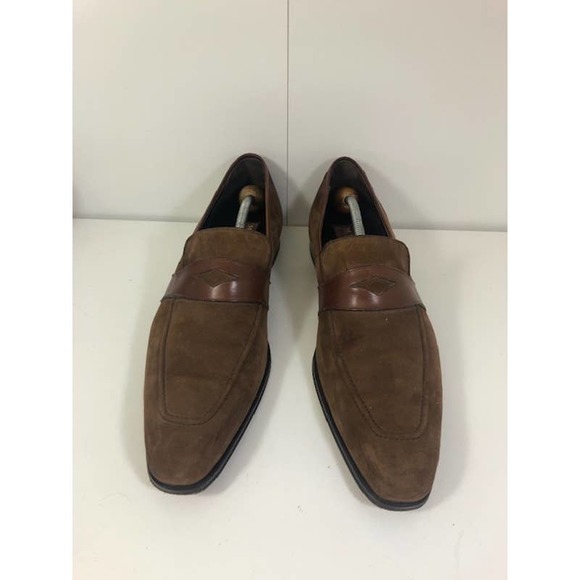 Mezlan Square Toe Strap Accent Slip On Suede Dress Shoes Brown Mens US 11M main image 4